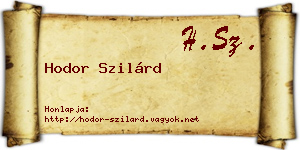 Hodor Szilárd névjegykártya